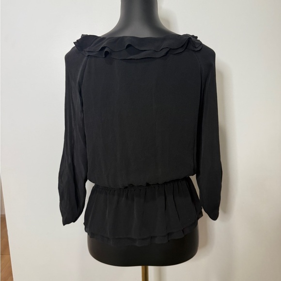 White House Black Market Black Ruffled Blouse - Picture 6 of 6